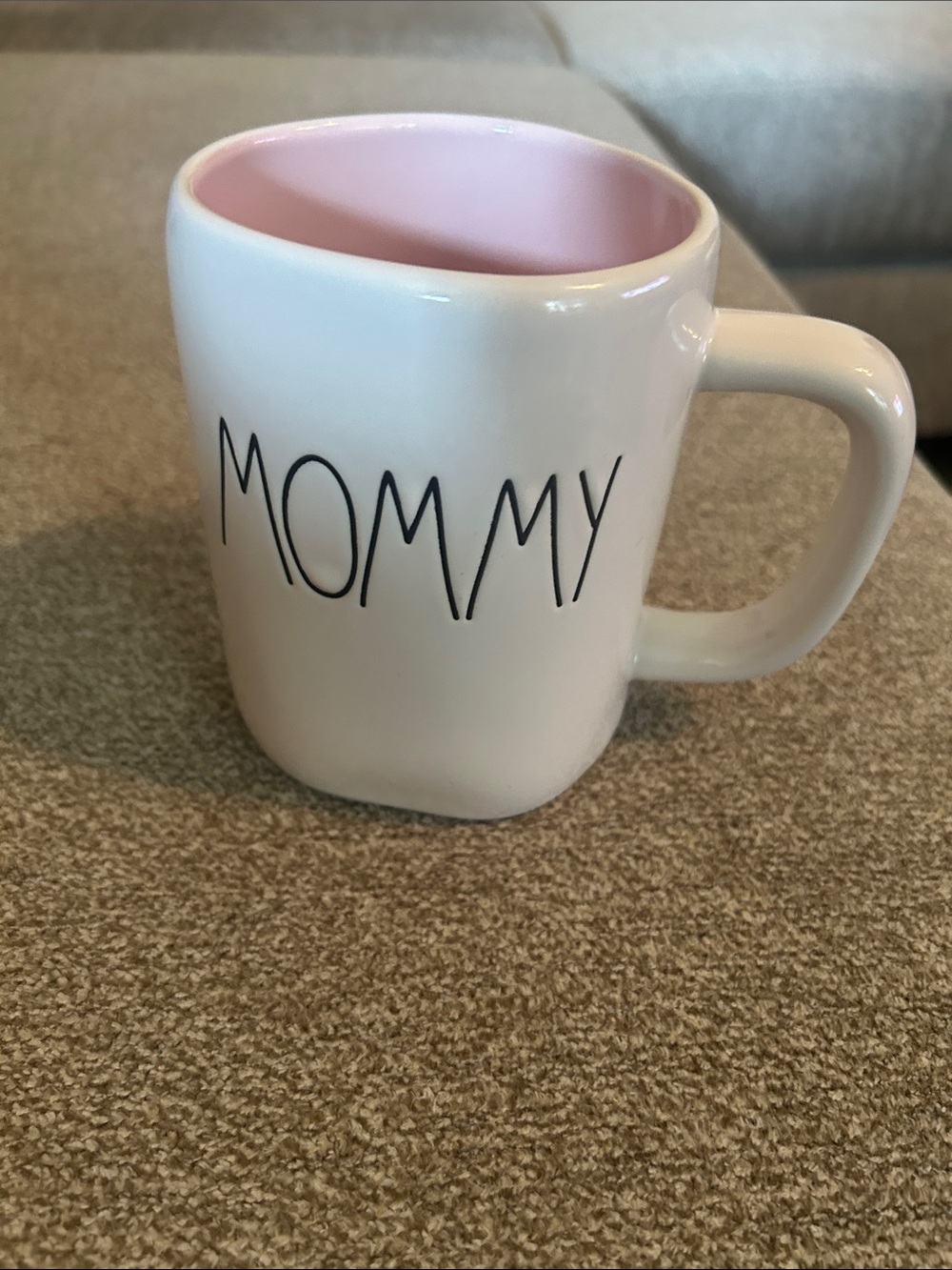 Rae Dunn White Ceramic 'MOMMY' Mug with Pink Interior
